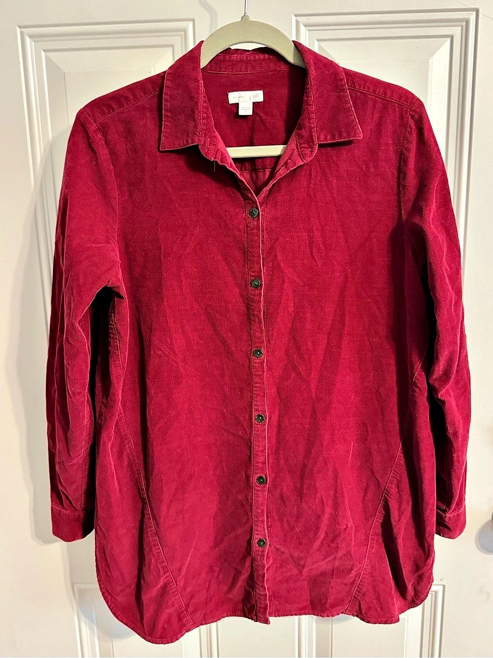 J. Jill Cotton Corduroy Button Down in Red Small